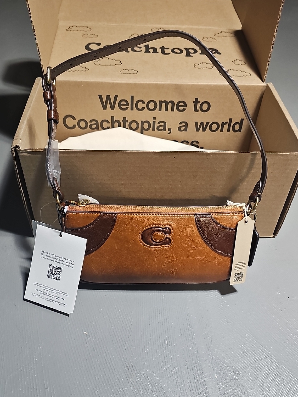 Coach CFB01 Tan/Saddle Small Leather Shoulder Bag Coachtopia